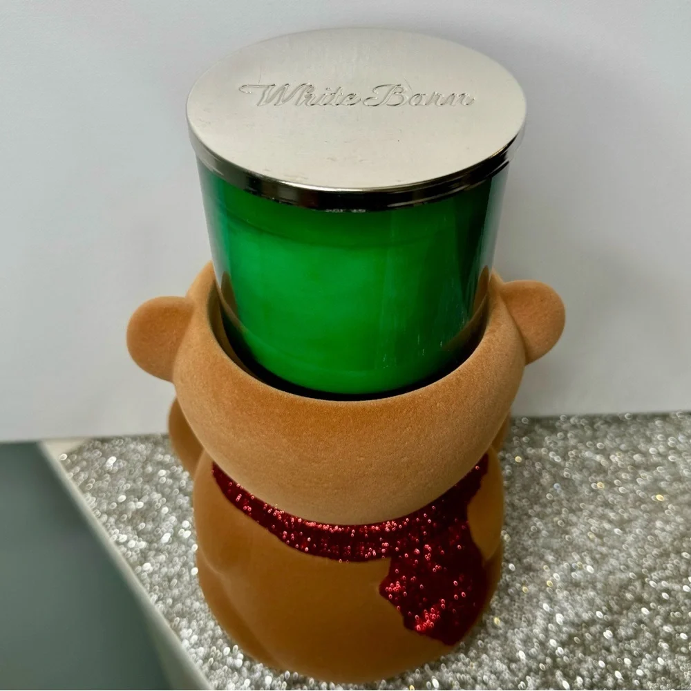 Bath & Body Works Christmas Bear & Present Candle Holder & Tree Farm Candle NWT
